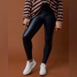 Aerie OFFLINE NAVY Faux Leather Real Luxe Leggings NWT